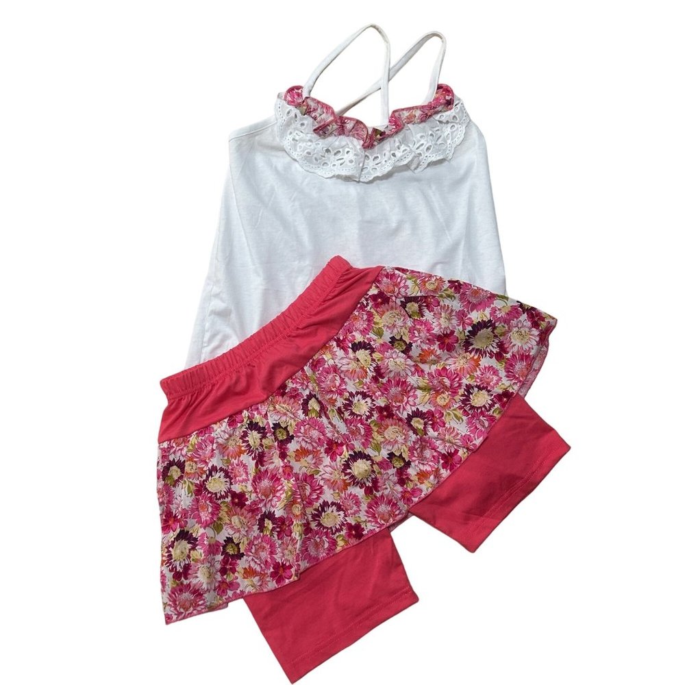 Mud kingdom pink floral skort tank top set Girls size 150